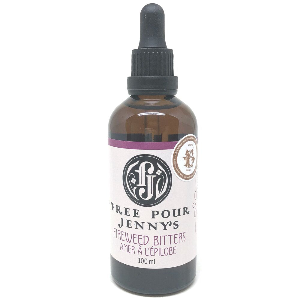 Free Pour Jenny's Fireweed Bitters, alcohol bitter, Yukon Territory, bar bitters, cocktail, gin and tonic, handcrafted, small batch, wild foraged, home bar, drinks, bartender, gift ideas, made in Canada, handmade