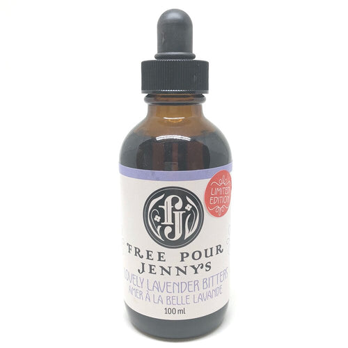 Free Pour Jenny's Limited-Edition Lovely Lavender Bitters, alcohol bitter, bar bitters, cocktail, handcrafted, small batch, home bar, bartender, Yukon Territory, made in northern Canada, wormwood, wild foraged, sustainably harvested, lavender flowers