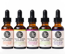 Load image into Gallery viewer, Five miniature bottles of Free Pour Jenny's bitters from the Yukon Territory, contained in the new Boreal Bitters Mini Set. Perfect for gifting. Orange, Labrador Tea & Lime, Fireweed, Spruce Tip, Solstice. wild foraged, home bar, gift ideas, small batch, gift set, bartender, handmade, cocktails, recipes
